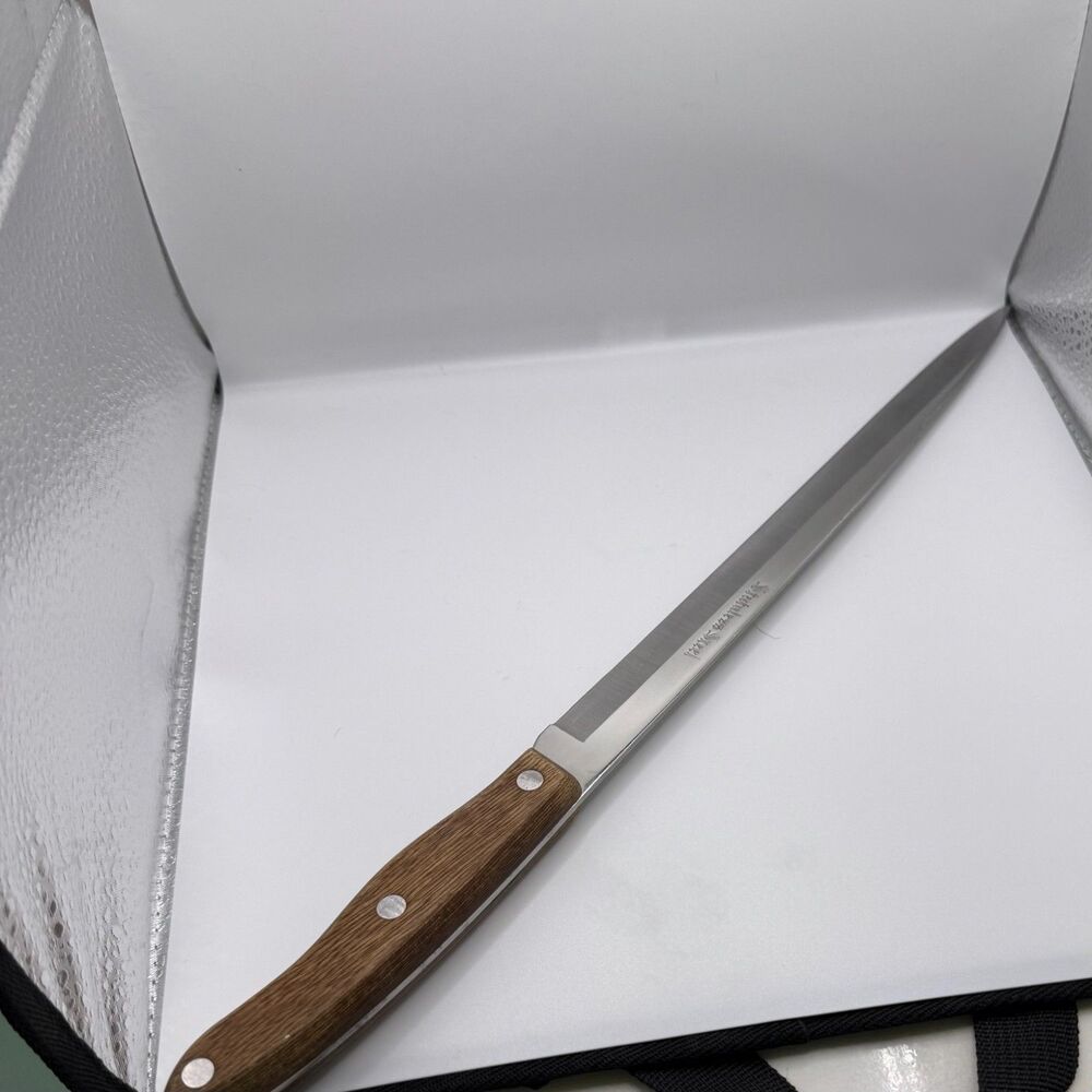 Interpur Wooden Handled Knife vintage Sashimi slicing 1970s - Picture 10 of 11